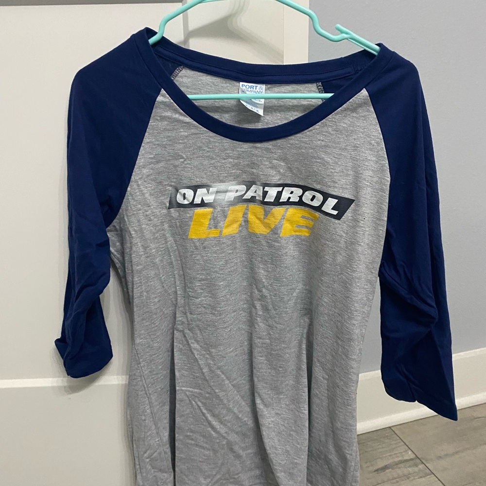 On Patrol Live Gray and Blue Short Sleeve Tee
